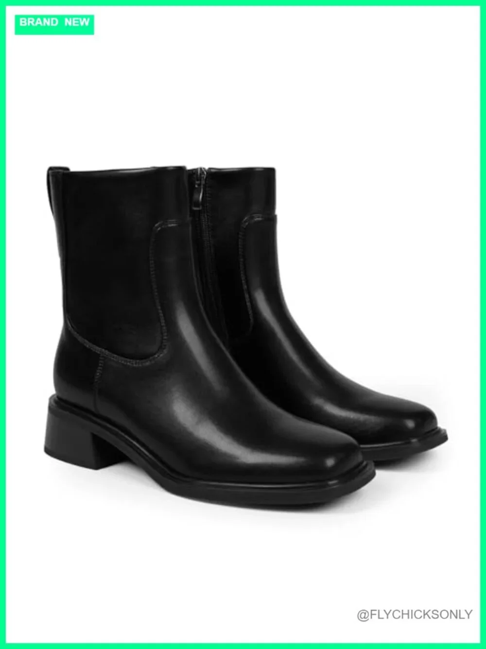 Square Toe Ankle Boots Low Heel Stretch Faux Leather Side Zip Women's Booties